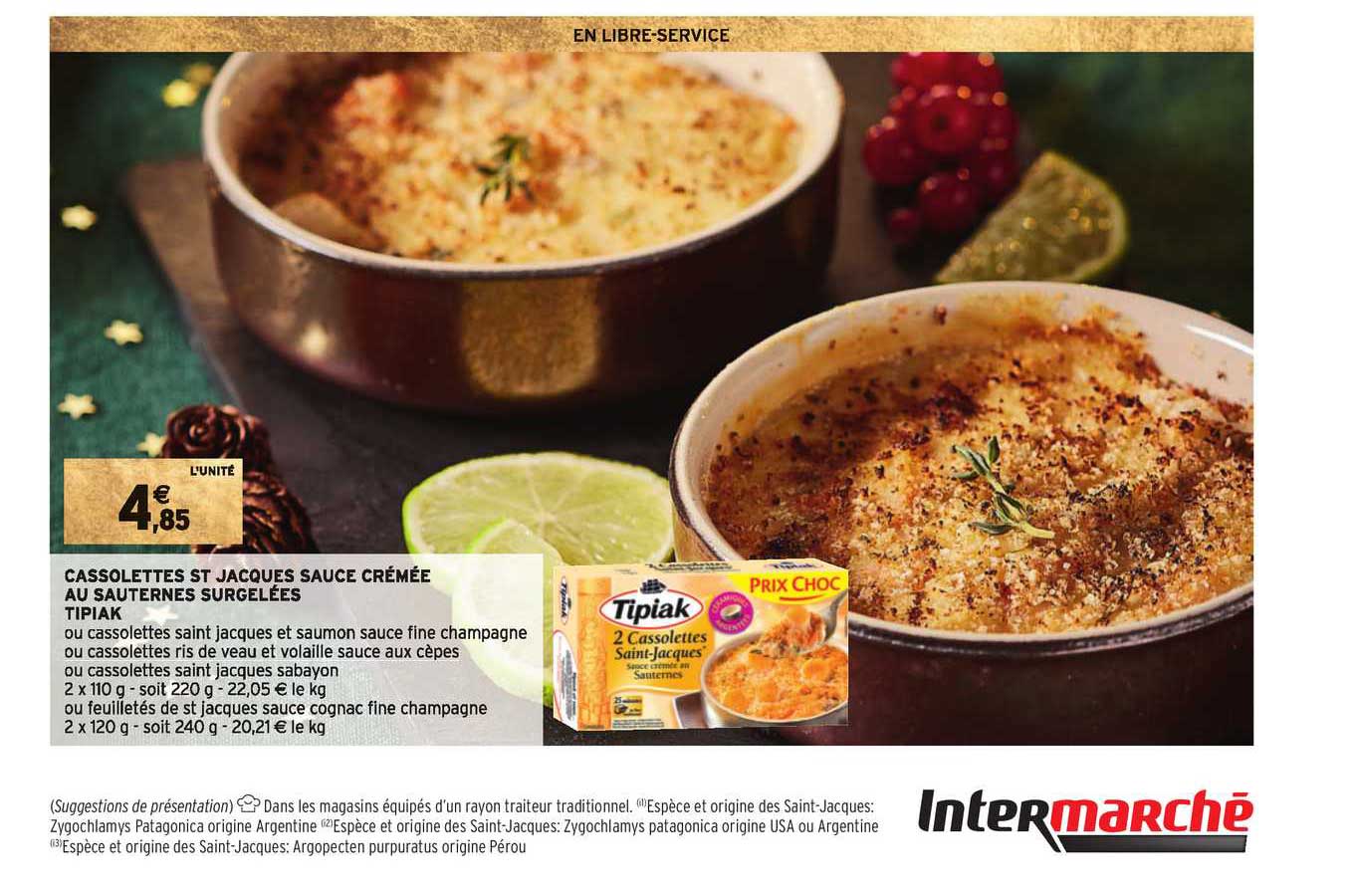 cassolettes st jacques sauce crémée au sauternes surgelées tipiak
