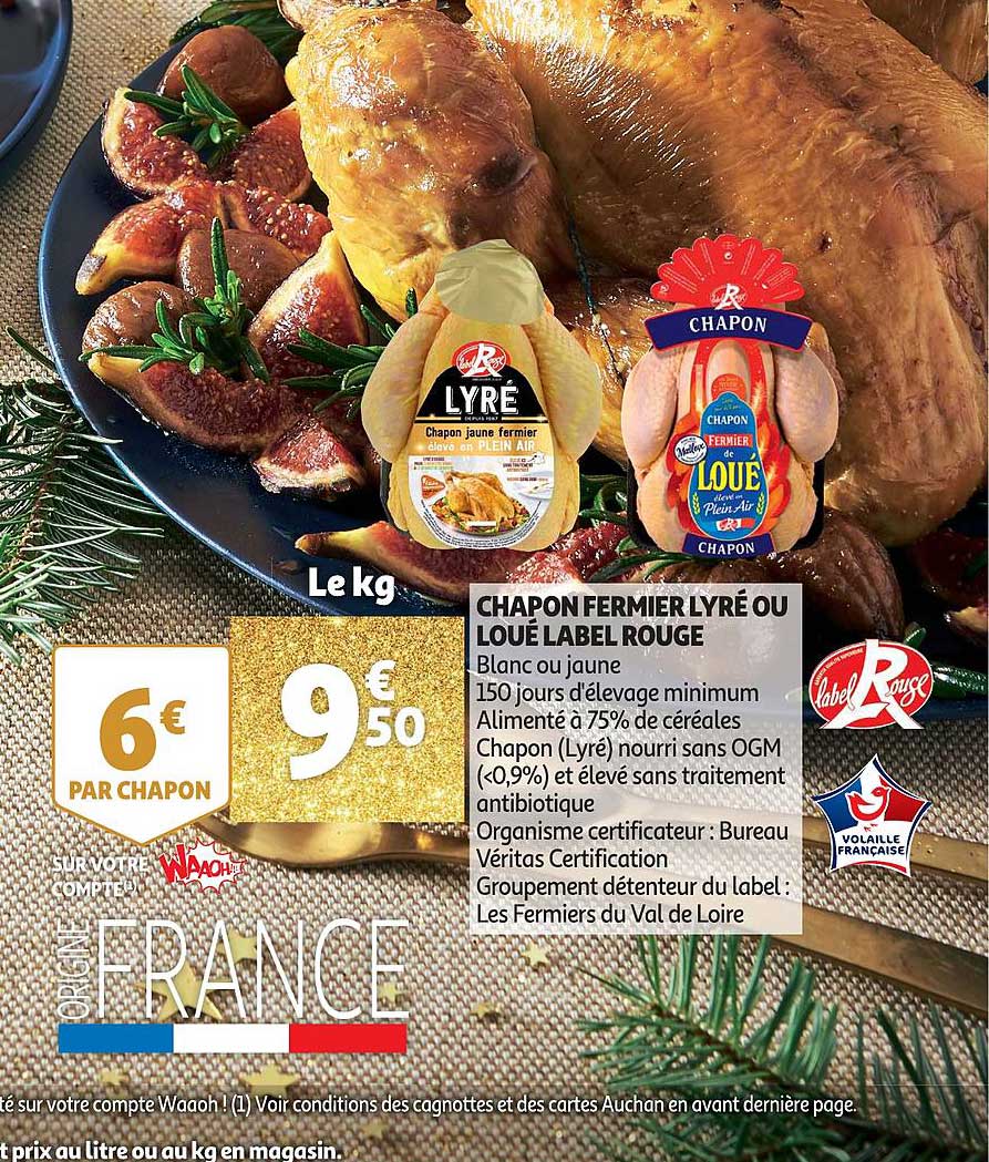 chapon fermier lyré ou loué label rouge