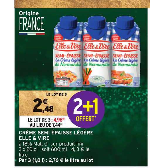 crème semi épaisse légère elle & vire