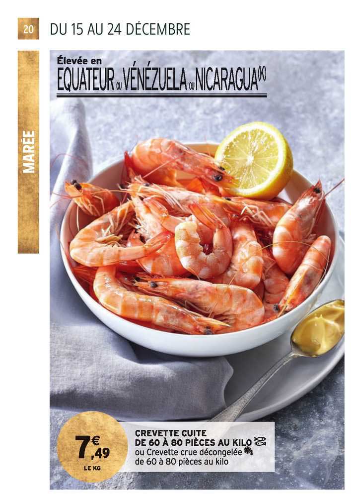 crevette cuite de 60 à 80 pièces au kilo