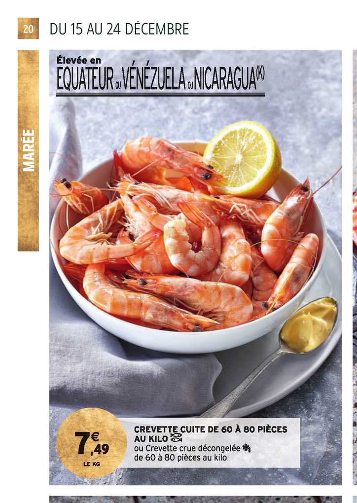 crevette cuite de 60 à 80 pièces au kilo