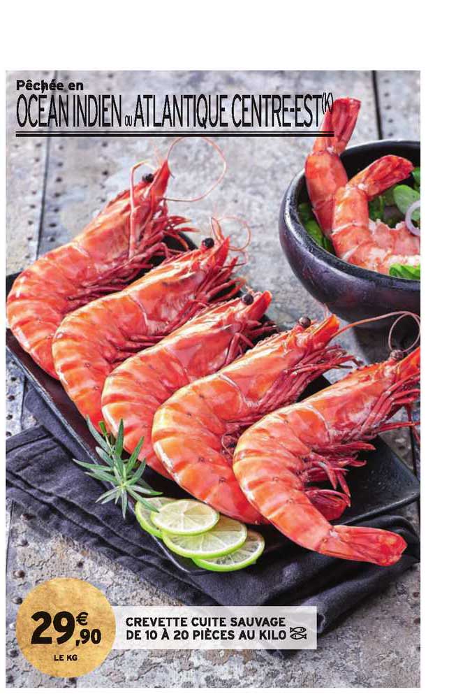 crevette cuite sauvage de 10 à 20 pièces au kilo