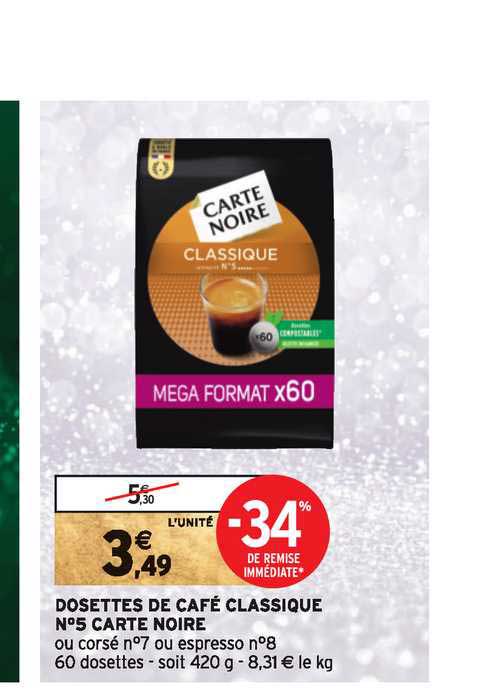 dosettes de café classique n° 5 carte noire
