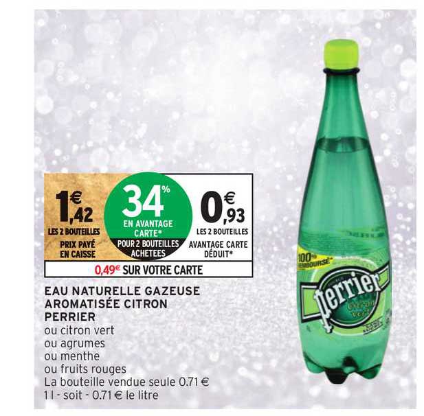 Eau Naturelle Gazeuse Aromatisée Citron Perrier
