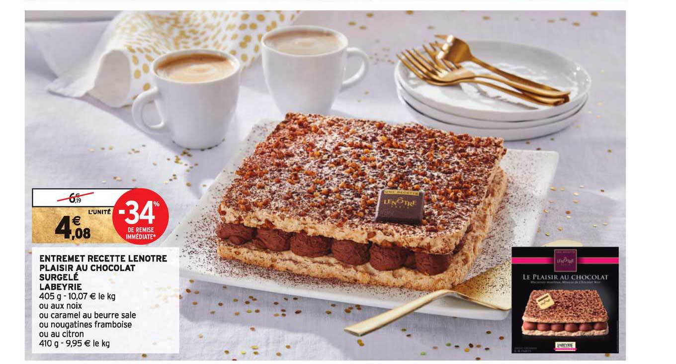 entremet recette lenotre plaisir au chocolat surgelé labeyrie