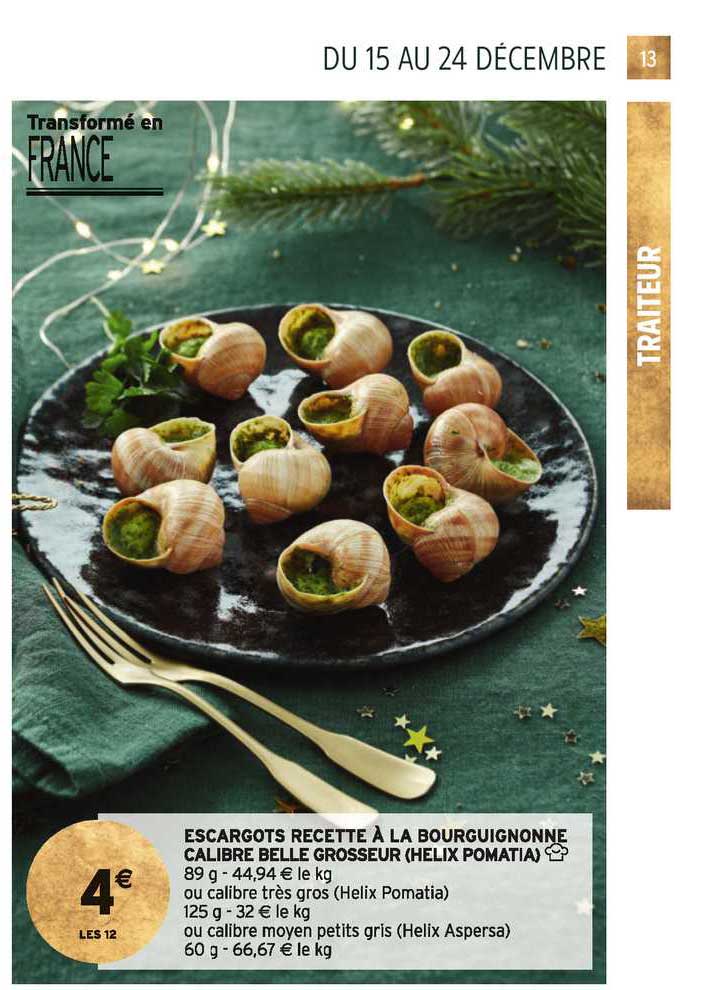 escargots recette à la bourguignonne calibre belle grosseur (helix pomatia)