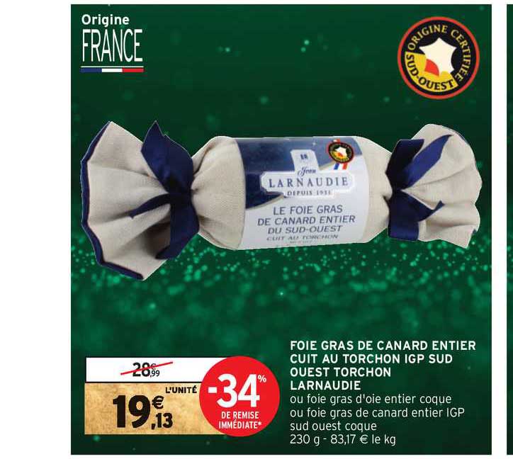 foie gras de canard entier cuit au torchon igp sud ouest torchon larnaudie