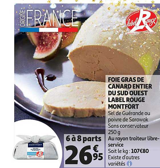 foie gras de canard entier du sud ouest label rouge montfort