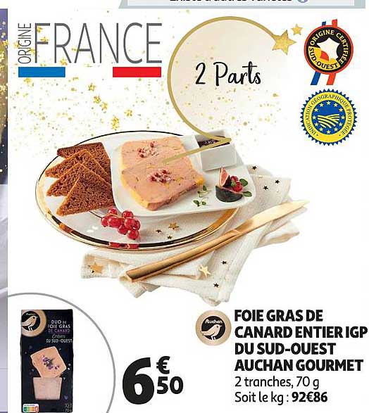 foie gras de canard entier igp du sud-ouest auchan gourmet