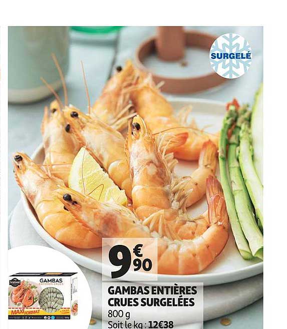 Gambas Entières Crues Surgelées
