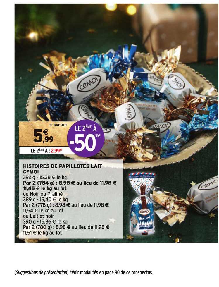 histoires de papillotes lait cémoi le 2ème à -50%