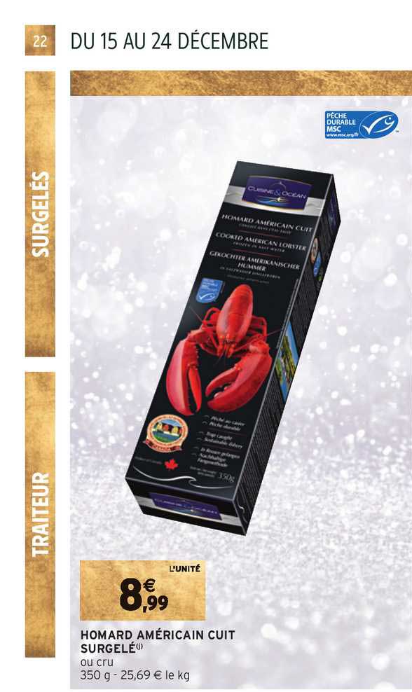Homard Américain Cuit Surgelé