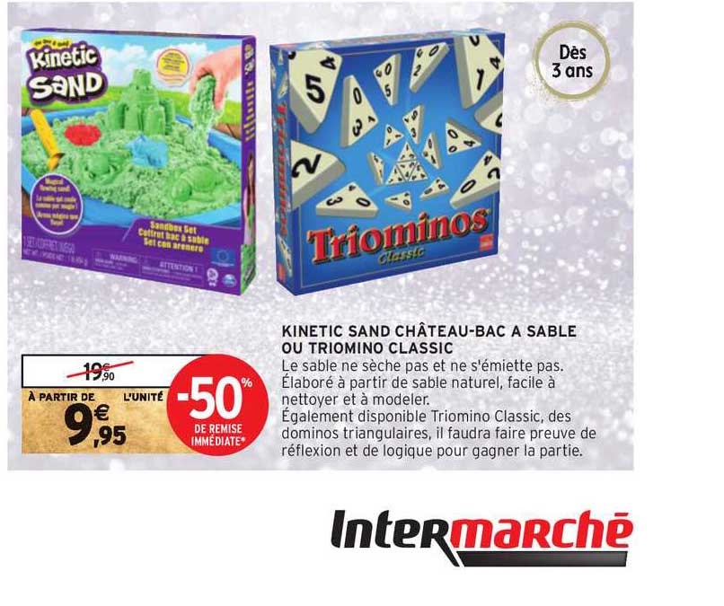 kinetic sand château bac à sable ou triomino classic -50% de remise immédiate