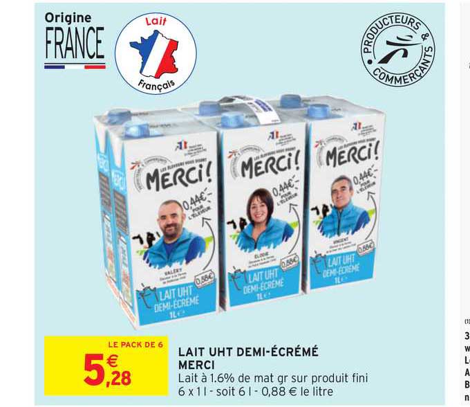 lait uht demi-écrémé merci
