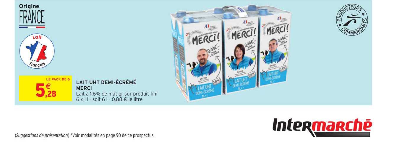 Lait Uht Demi-écrémé Merci