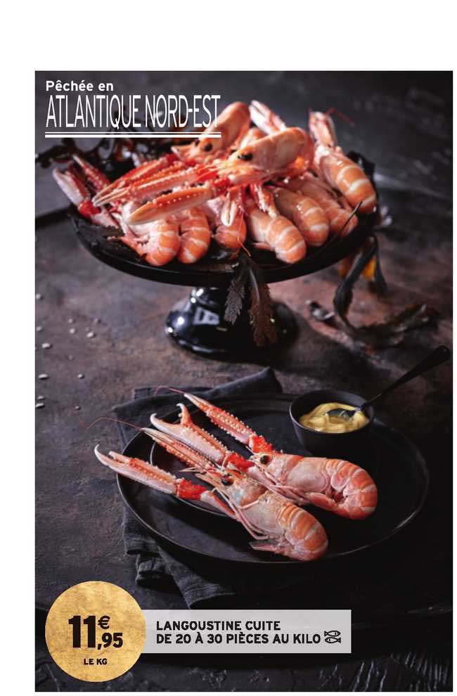 langoustine cuite de 20 à 30 pièces au kilo