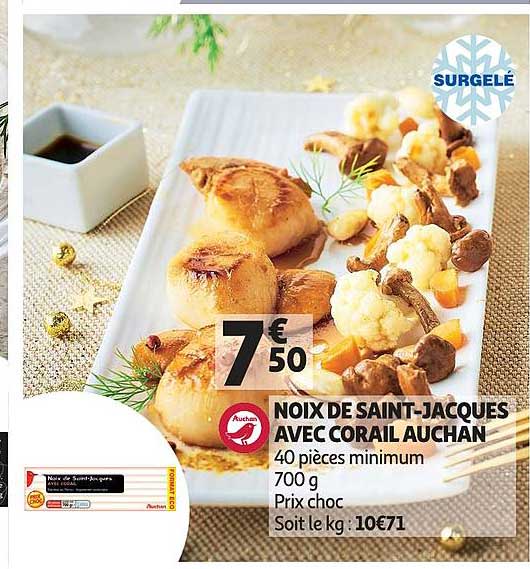 noix de saint jacques avec corail auchan