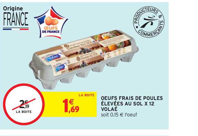 œufs frais de poules élevées au sol x12 volaé