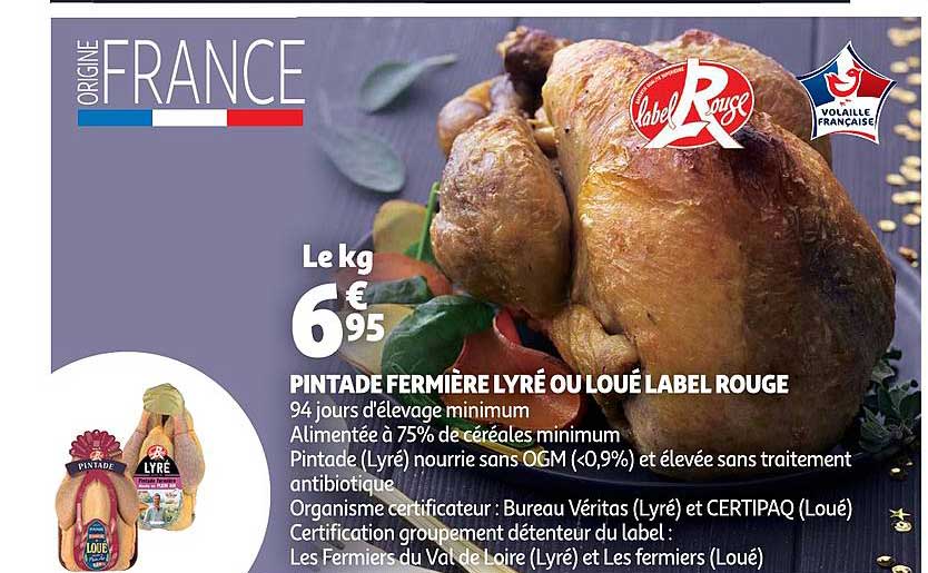 pintade fermière lyré ou loué label rouge