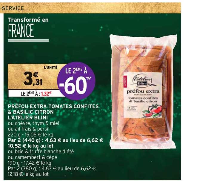 préfou extra tomates confites & basilic citron l'atelier blini le 2ème à -60%