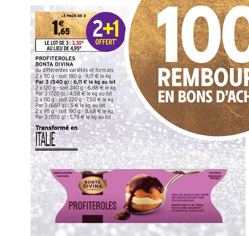 profiteroles bonta divina 2+1 offert