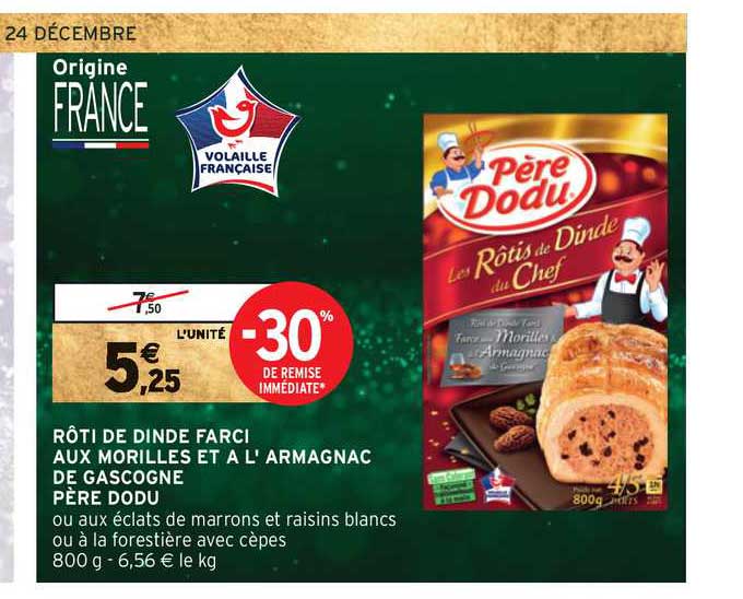 rôti de dinde farci aux morilles et à l'armagnac de gascogne père dodu