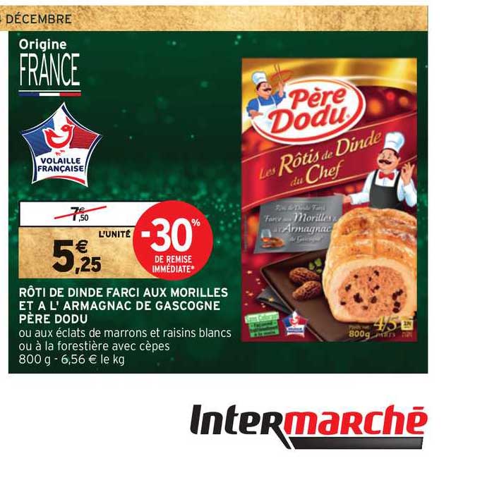 rôti de dinde farci aux morilles et à l'armagnac de gascogne père dodu -30% de remise immédiate