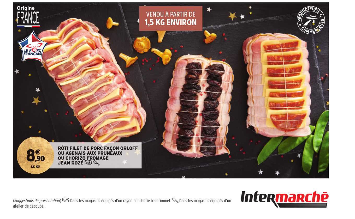 rôtir filet de porc façon orloff ou agenais aux pruneaux ou chorizo fromage jean rozé