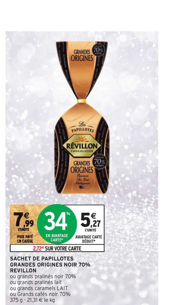 sachet de papillotes grandes origines noir 70% revillon