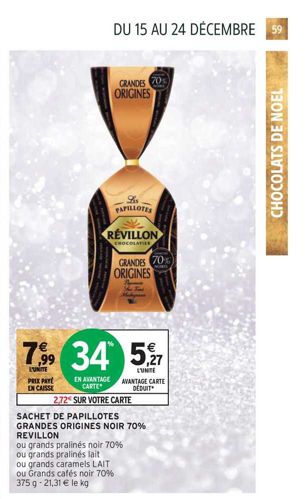 sachet de papillotes grandes origines noir 70% révillon