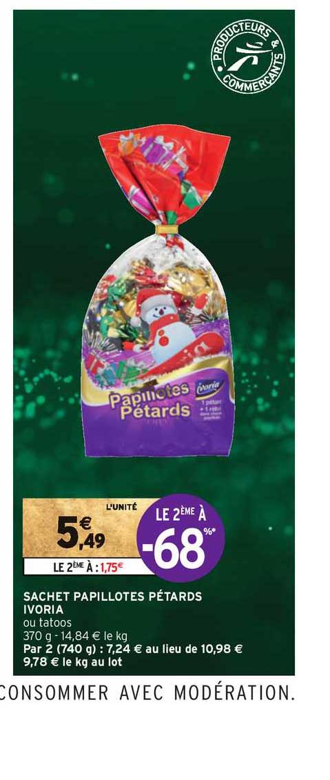 sachet papillotes pétards ivoria le 2ème à -68%