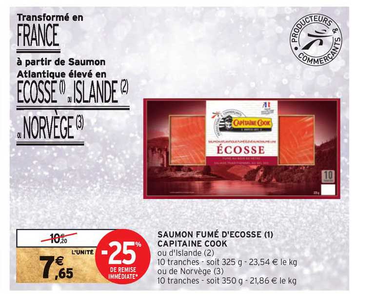 saumon fumé d'écosse capitaine cook -25% de remise immédiate