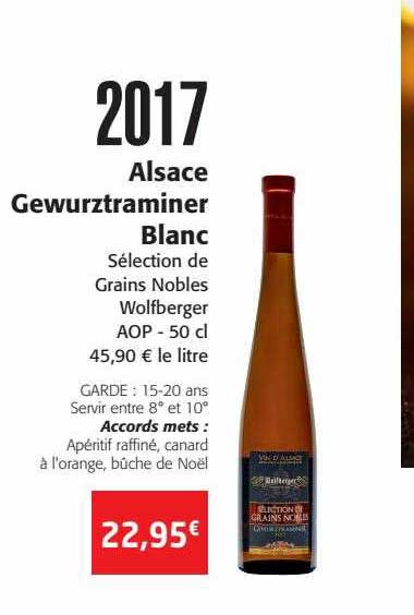 2017 alsace gewurztraminer blanc sélection de grains nobles wolfberger aop