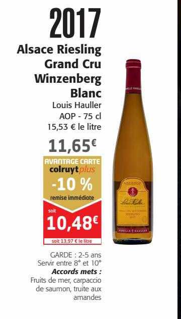 2017 alsace riesling grand cru winzenberg blanc louis hauller aop