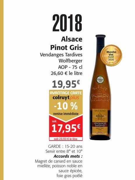 2018 alsace pinot gris vendanges tardives wolfberger aop