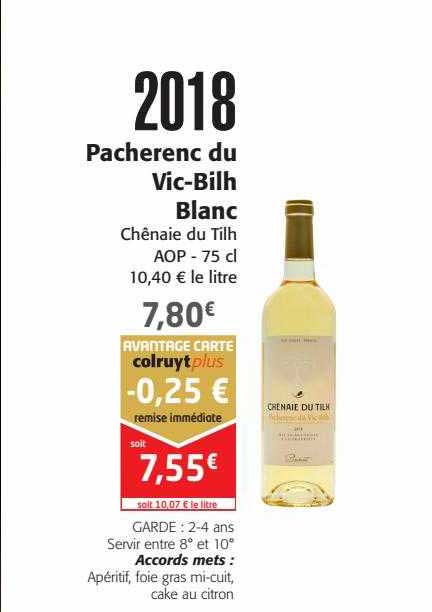2018 Pacherenc Du Vic-bilh Blanc Chênaie Du Tilh Aop