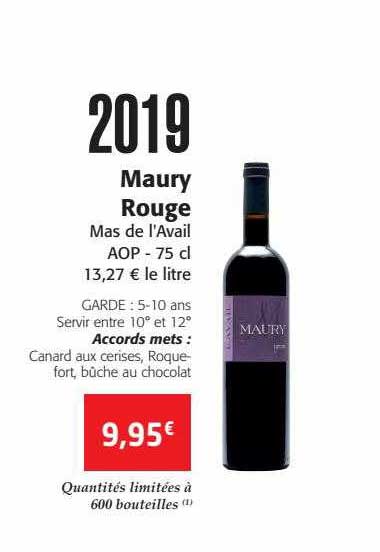 2019 maury rouge mas de l'avail aop