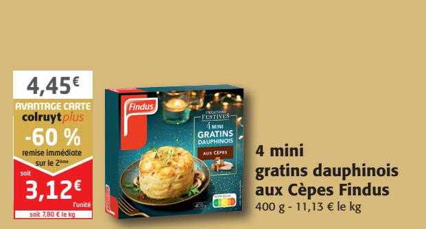 4 mini gratins dauphinois aux cèpes findus