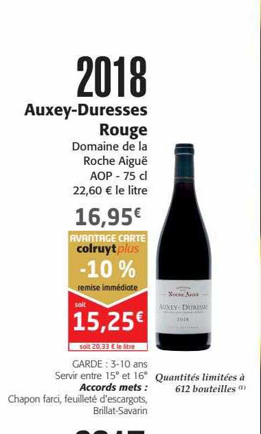 auxey-duresses rouge domaine de la roche aiguë 2018
