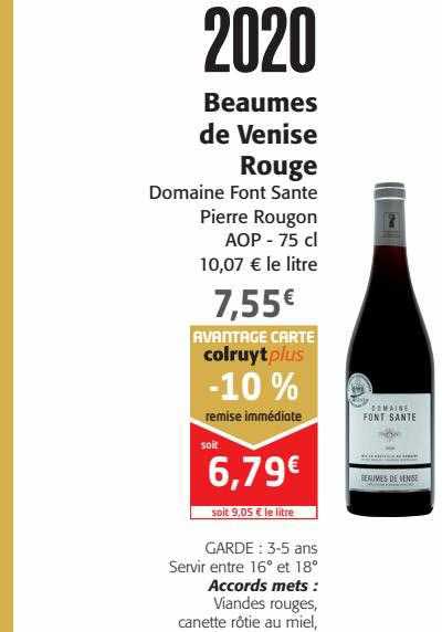 beaumes de venise rouge domaine font sante pierre rougon 2020
