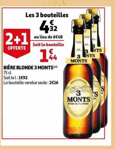 bière blonde 3 monts 2+1 offerte