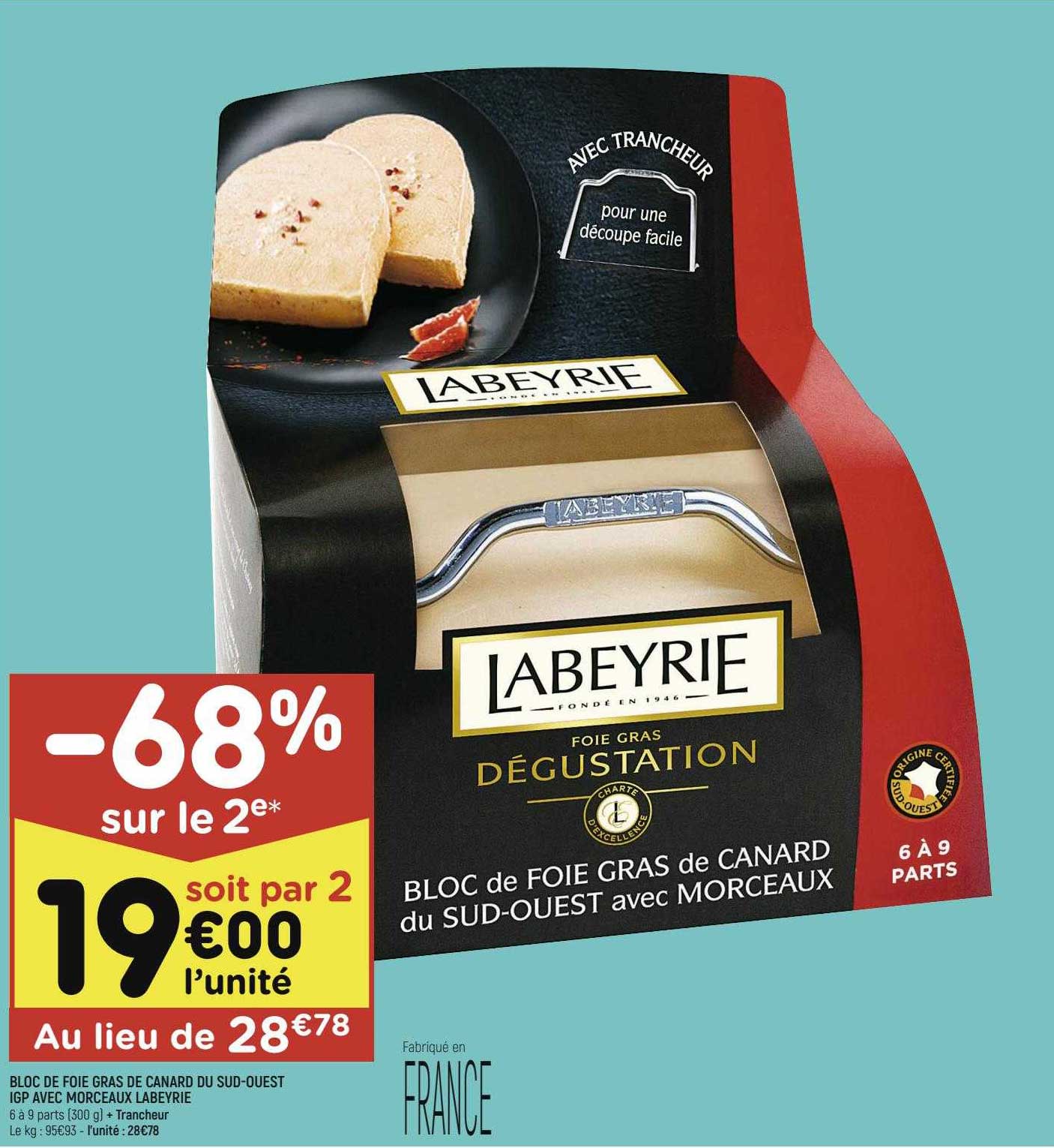 bloc de foie gras de canard du sud-ouest igp avec morceaux labeyrie