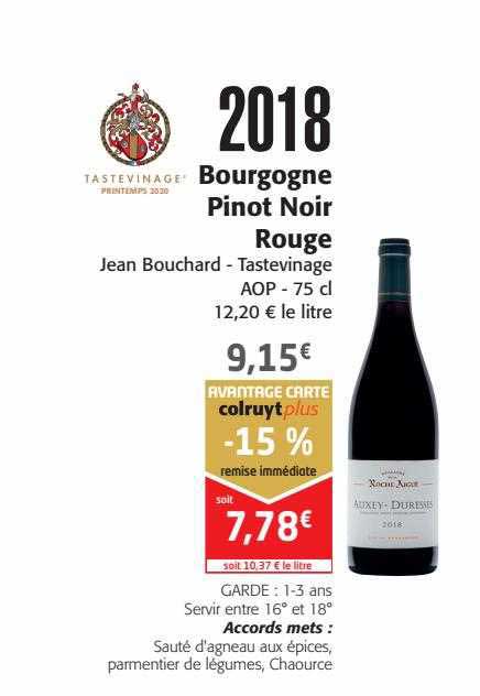 bourgogne pinot noir rouge 2018