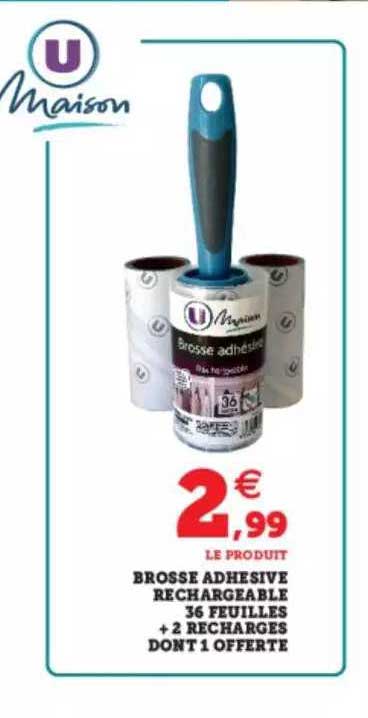 brosse adhésive rechargeable 36 feuilles + 2 recharges dont 1 offerte