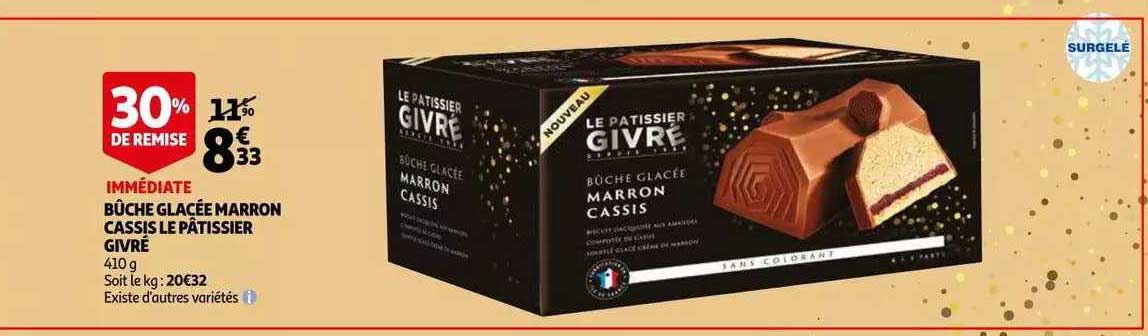 bûche glacée marron cassis le pâtissier givré