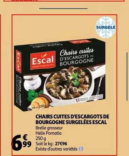 chairs cuites d'escargots de bourgogne surgelées escal