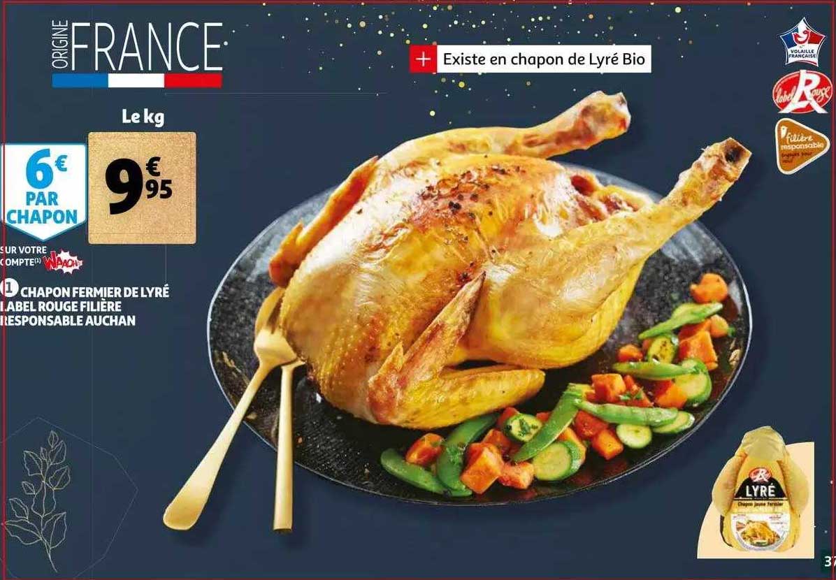 chapon fermier de lyré label rouge filière responsable auchan