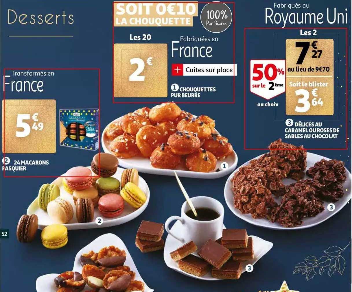 Chouquettes Pur Beurre, 24 Macarons Pasquier, Délices Au Caramel Ou Roses De Sables Au Chocolat