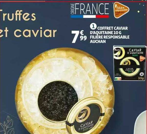 coffret caviar d'aquitaine 10g filière responsable auchan