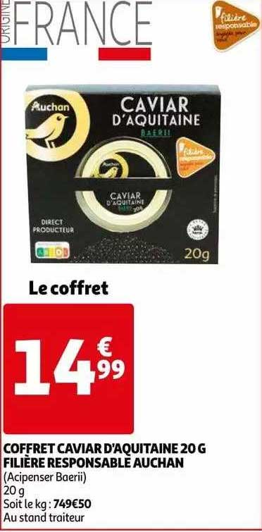 coffret caviar d'aquitaine 20g filière responsable auchan
